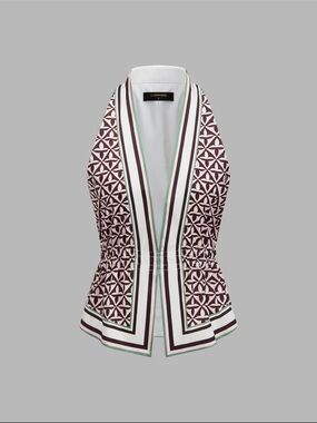 Cammisani Geometric Halter Top - White & Plum